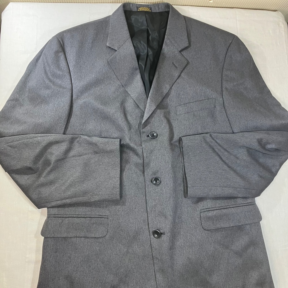 J. Ferrar Mens Gray 3-Button Blazer Suit Jacket Size 42L Microfiber Polyester